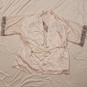 Vintage Wendy Ann Pink Satin And Lace Peignoir Robe And Nightgown Set Size 1X-2X